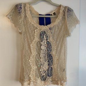 Urban Outfitters Short Sleeve Lace Top